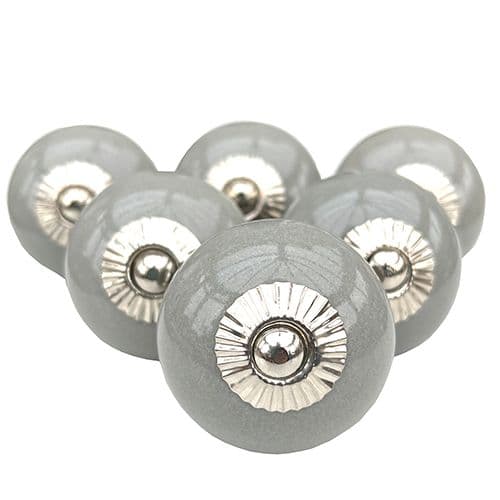 Set of 6 Dove Grey round knobs