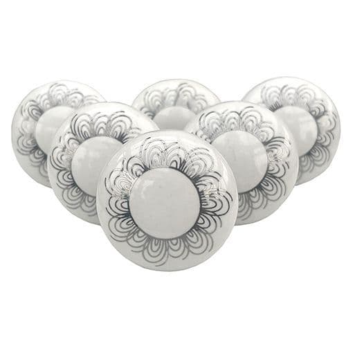 Set of 6 Filigree Knobs 6 (silver)