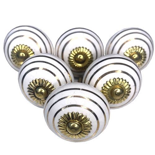 Set of 6 Gold Stripes knob