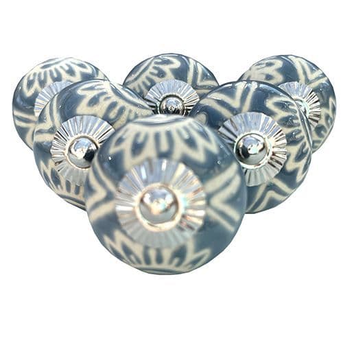 Set of 6 Grey Etched Aztec Design