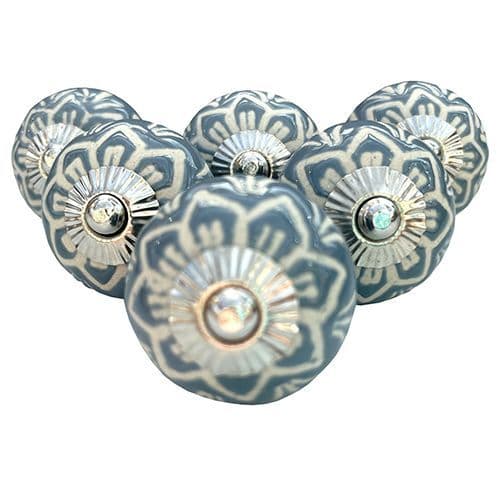 Set of 6 Grey Etched Pointy Design