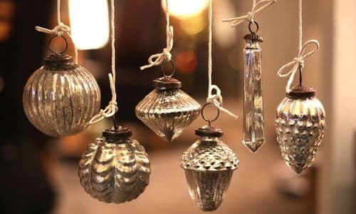 Set of 6 mercury glass baubles