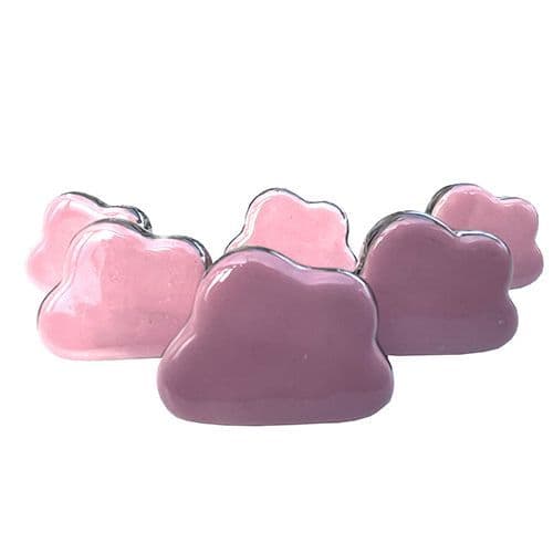 Set of 6 Pink Clouds (silver)