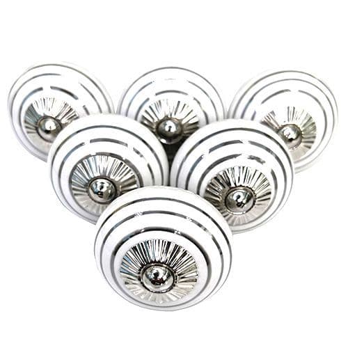Set of 6 Silver Stripes knobs