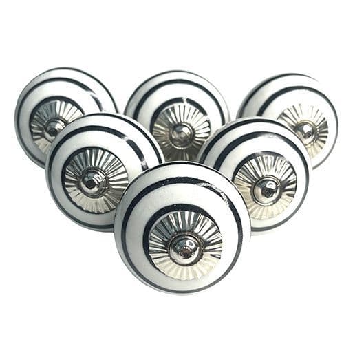 Set of 6 Thick Black Stripe Knobs
