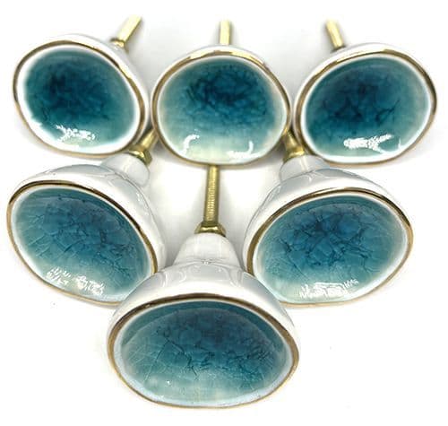Set of 6 Turquoise Gold Pods