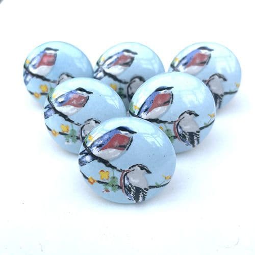 Set of 6 Two Birds in Blue