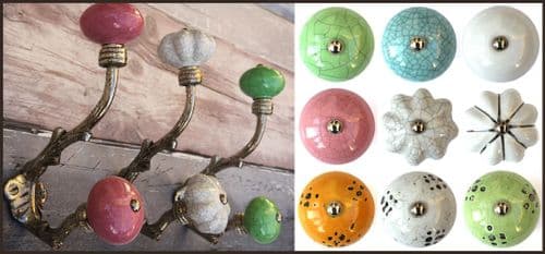 Silver leaves hook, with choice of knobs