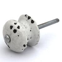 Small distressed knob - White