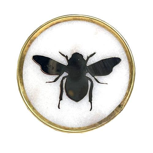 Stone Knob with Bee Design in Brass