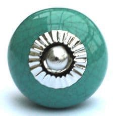 Turquoise crackle glaze round