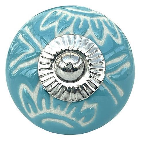 Turquoise etched aztec knob