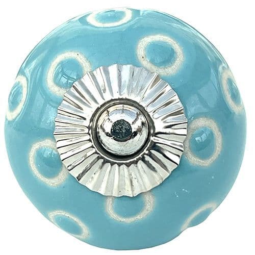 Turquoise etched dots knob