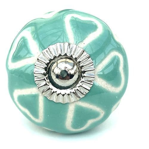 Turquoise etched heart knob