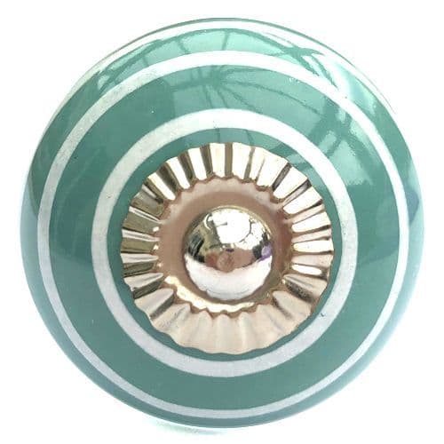 Turquoise/white stripe knob