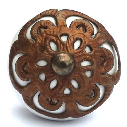 White/antique ornate fitting knob