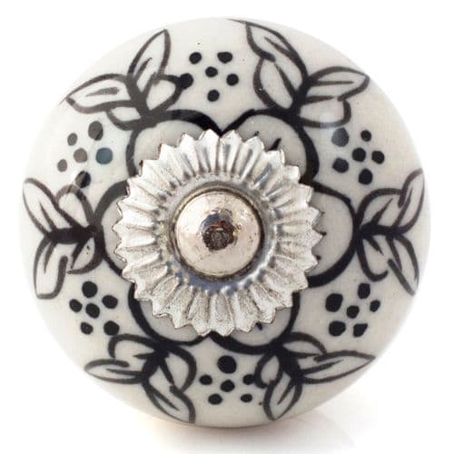 White/black flower wings knob