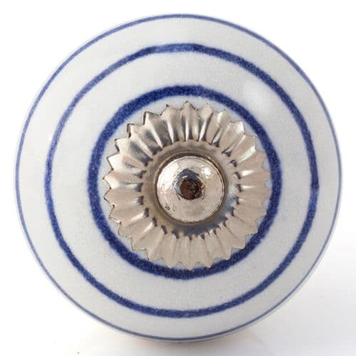 White/blue stripes knob