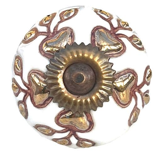 White Ceramic with Bronze Etching