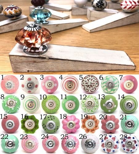 White Door Stop (Pink/Green)