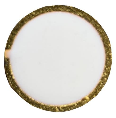 White Enamel Disk Gold Trim