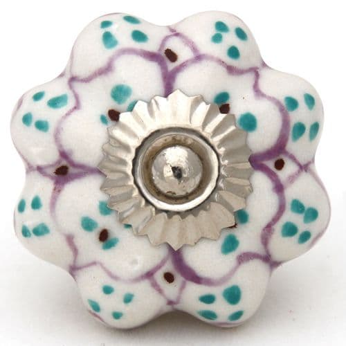 White/lilac/green pretty knob