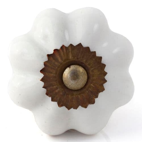White melon knob with antique fitting