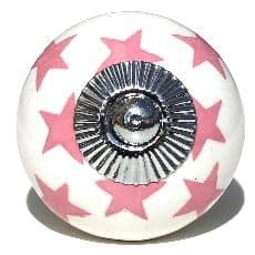 White/Pink stars knob