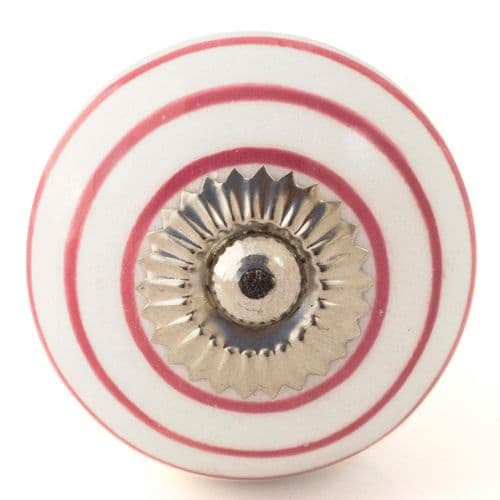 White/pink stripes knob