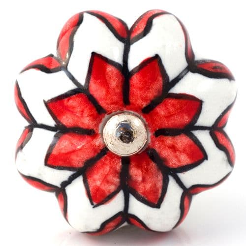 White/red flower melon knob