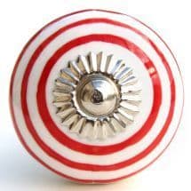 White/red stripes knob