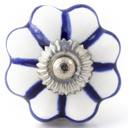 White/simple blue flower melon knob