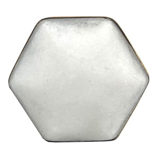 White Stone Hexagon - gold edging