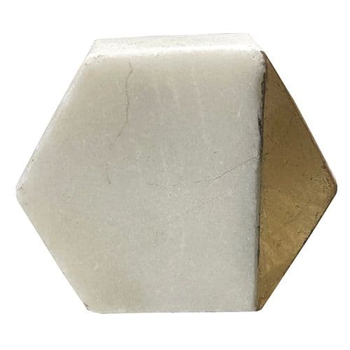 White Stone Hexagon - Gold Front