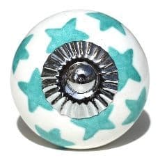 White/Turquoise stars knob