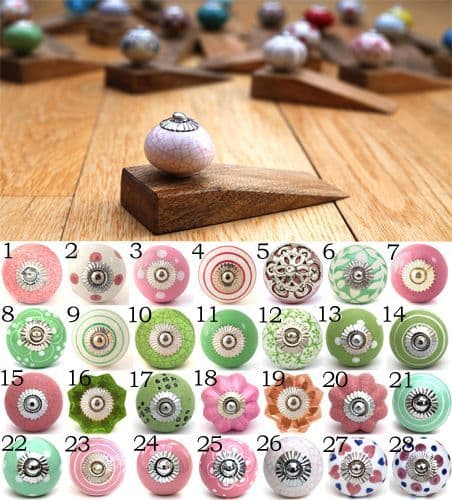 Wood Door Stop (Pink/Green)