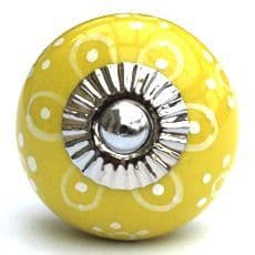 Yellow with white patterns