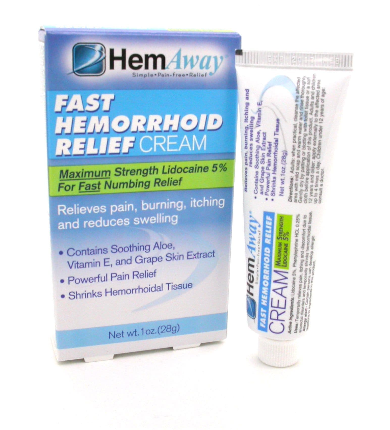 HEMAWAY FAST HEMORRHOID RELIEF CREAM - MAX STRENGTH LIDOCAINE SHRINKS ...