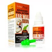 LiquiPlug® Advanced Dual Action Ear Wax Removal Drops + Free Earplug to Aid Mobility During Treatmen
