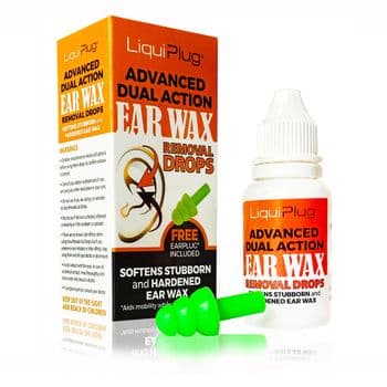 LiquiPlug® Advanced Dual Action Ear Wax Removal Drops + Free Earplug to Aid Mobility During Treatmen