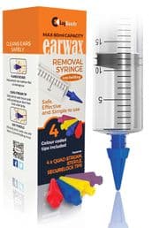 LugGuards 60ml Quad Stream Ear Wax Removal Syringe with 4 Colour Coded Tips
