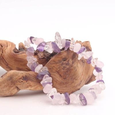 Amethyst, Rose Quartz & Clear Quartz  Bracelet