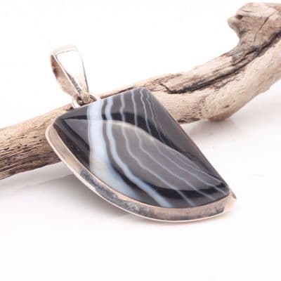 Black and White Agate Pendant  3