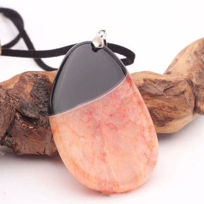 Black, White and Red Agate Pendant 2