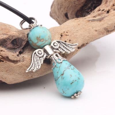 Blue Howlite Angel Pendant (1)