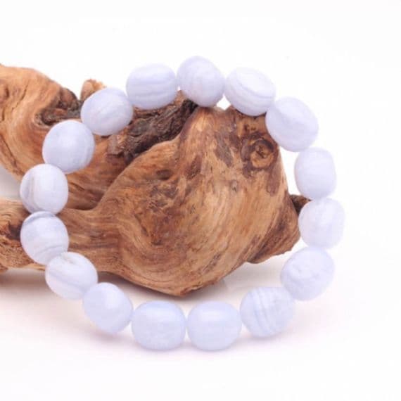Amazing Vintage 925 Silver & Blue Lace Agate Bracelet