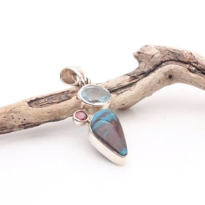 Blue Peruvian Opal Pendant 8