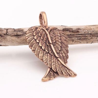 Bronze Crossed Angel Wings Pendant 1