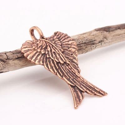 Bronze Crossed Angel Wings Pendant 2