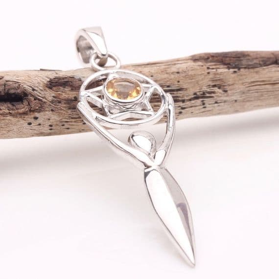 Citrine Goddess Pentagram Pendant